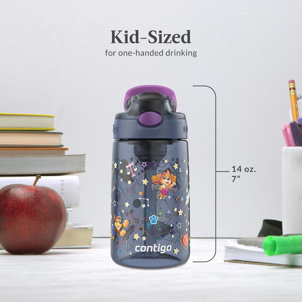 Contigo® Kids Water Bottle with Redesigned AUTOSPOUT® Straw, 14 oz, 2 pack - Purple Space Zodiac