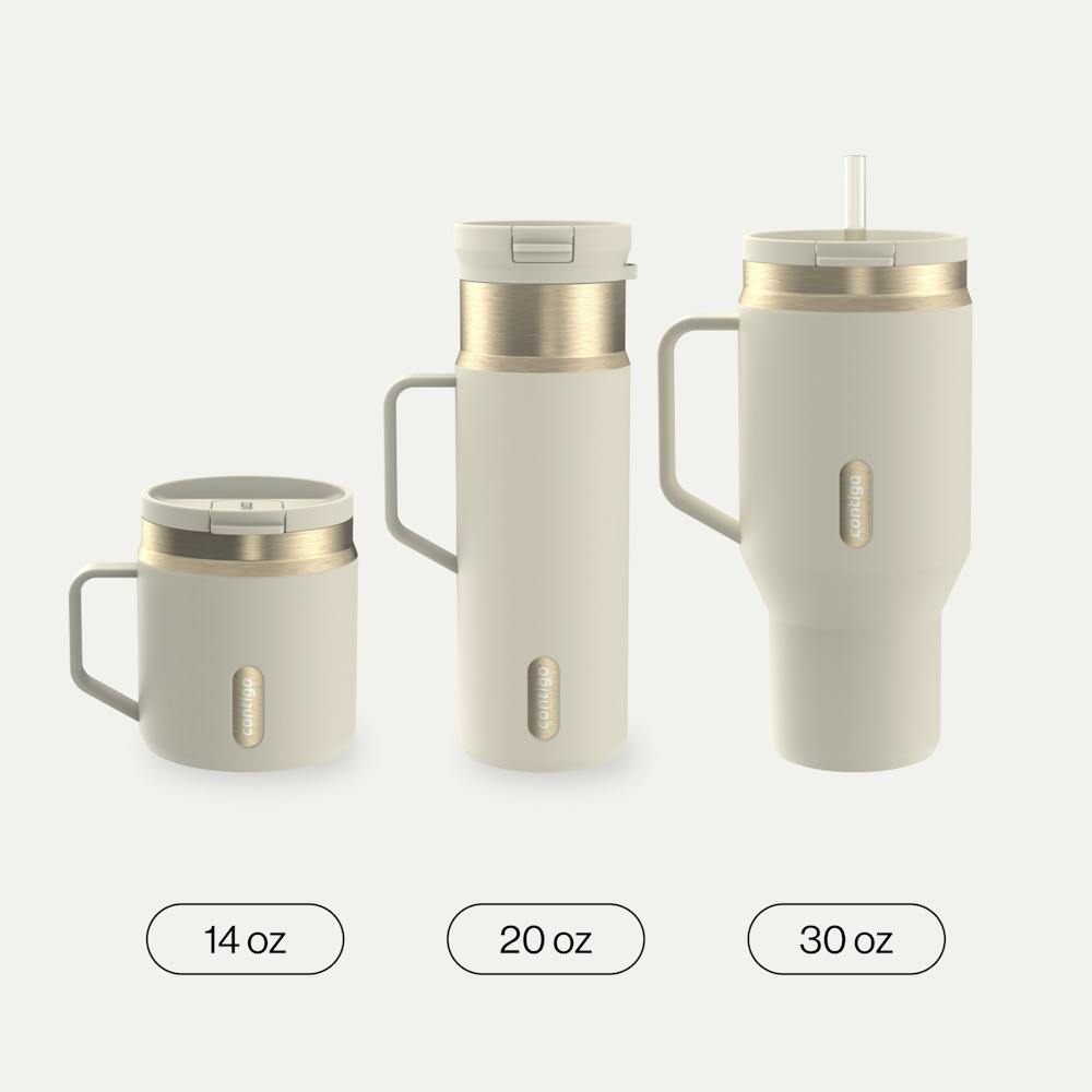 30 oz SnapSeal™ Tumbler (w/ Straw & Handle) - Oatmilk Champagne