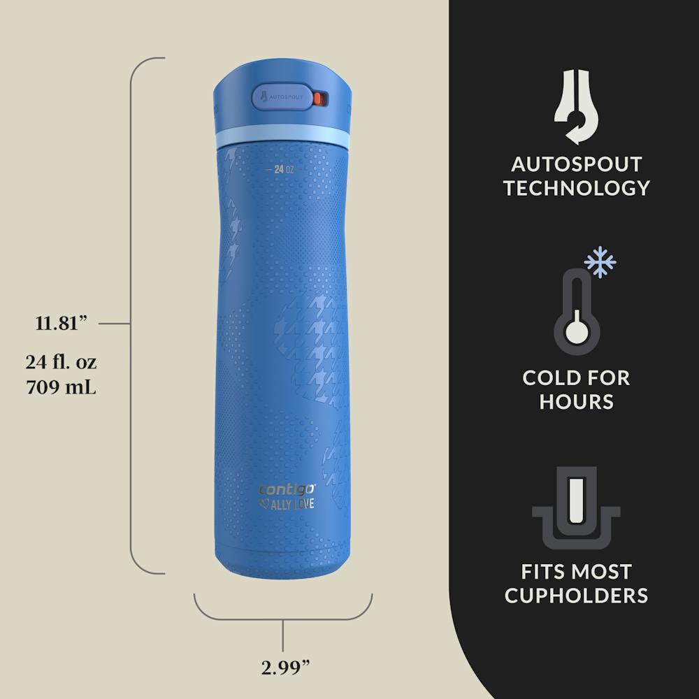 Contigo® x Ally Love Ashland Chill 2.0 Stainless Steel Water Bottle with AUTOSPOUT® Lid, 24oz - Stellar Jay