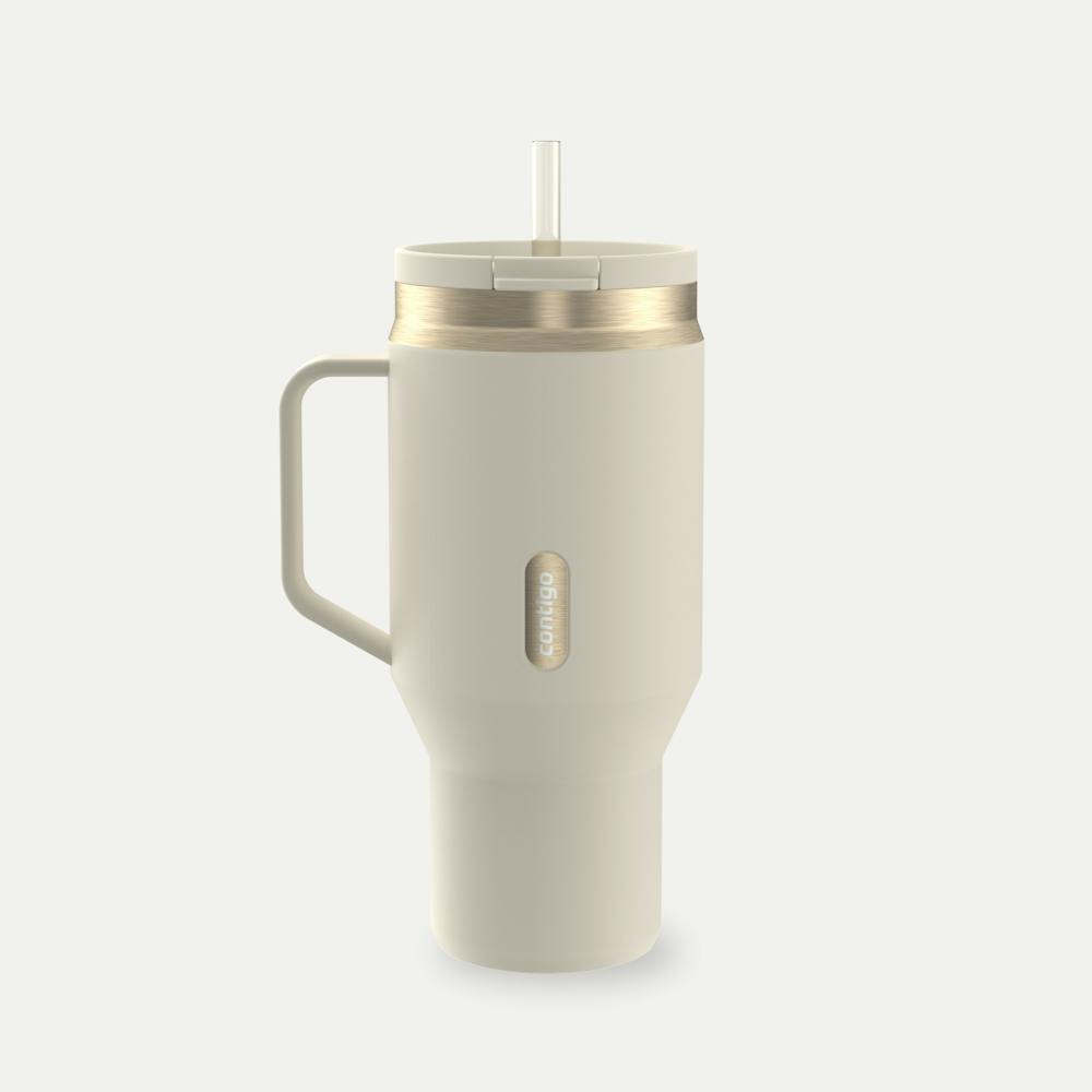 30 oz SnapSeal™ Tumbler (w/ Straw & Handle) - Oatmilk Champagne