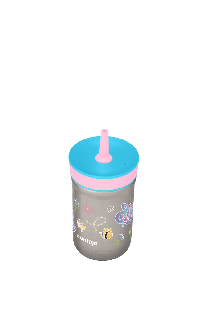 Contigo® Kids Leighton Spill-Proof Stainless Steel Tumbler with Straw, 12oz. - Blue Raspberry Butterflies